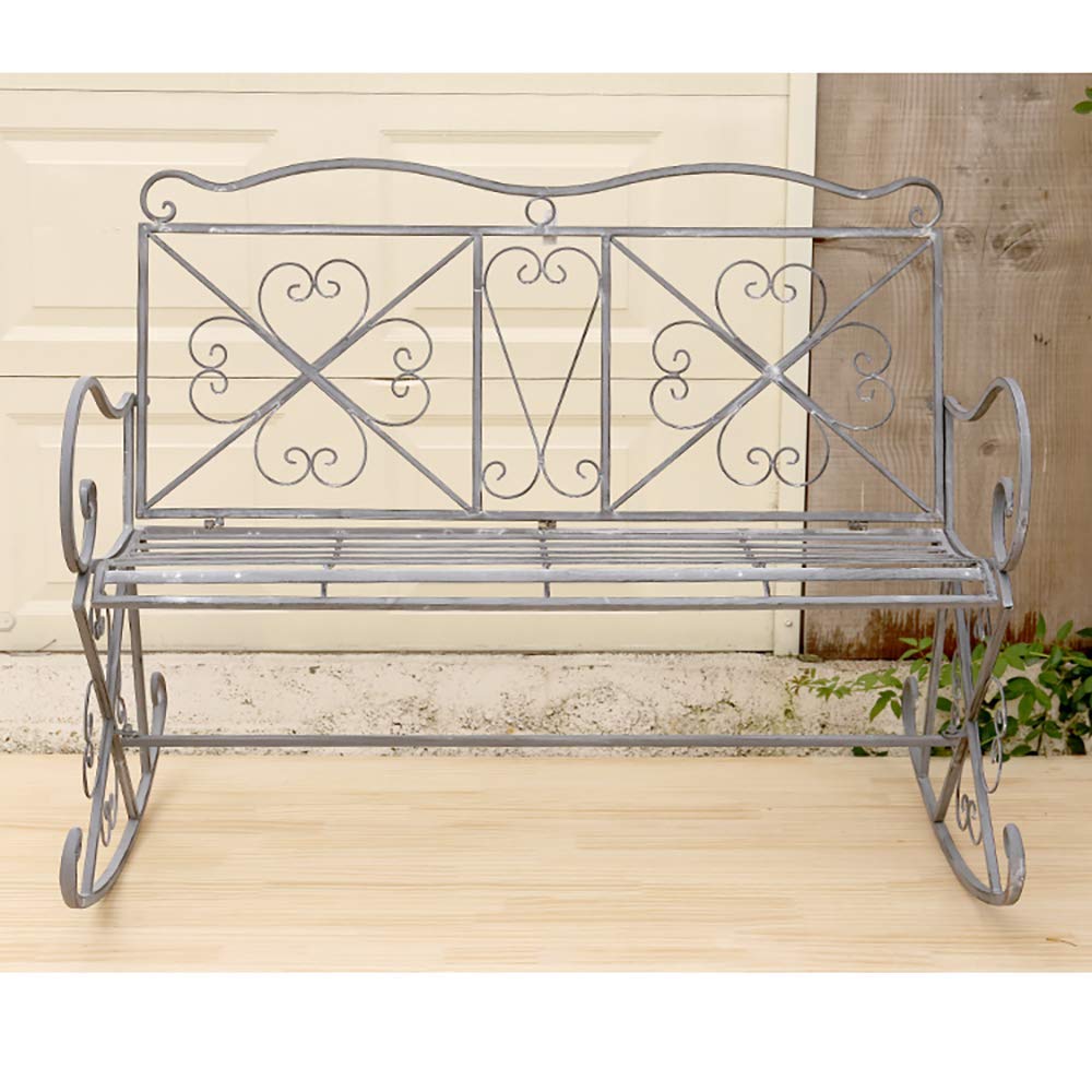 Ge, panca a dondolo da giardino in metallo, design a doppia cavità, elegante altalena da balcone per cortile e patio, mobili da esterno durevoli per il relax
