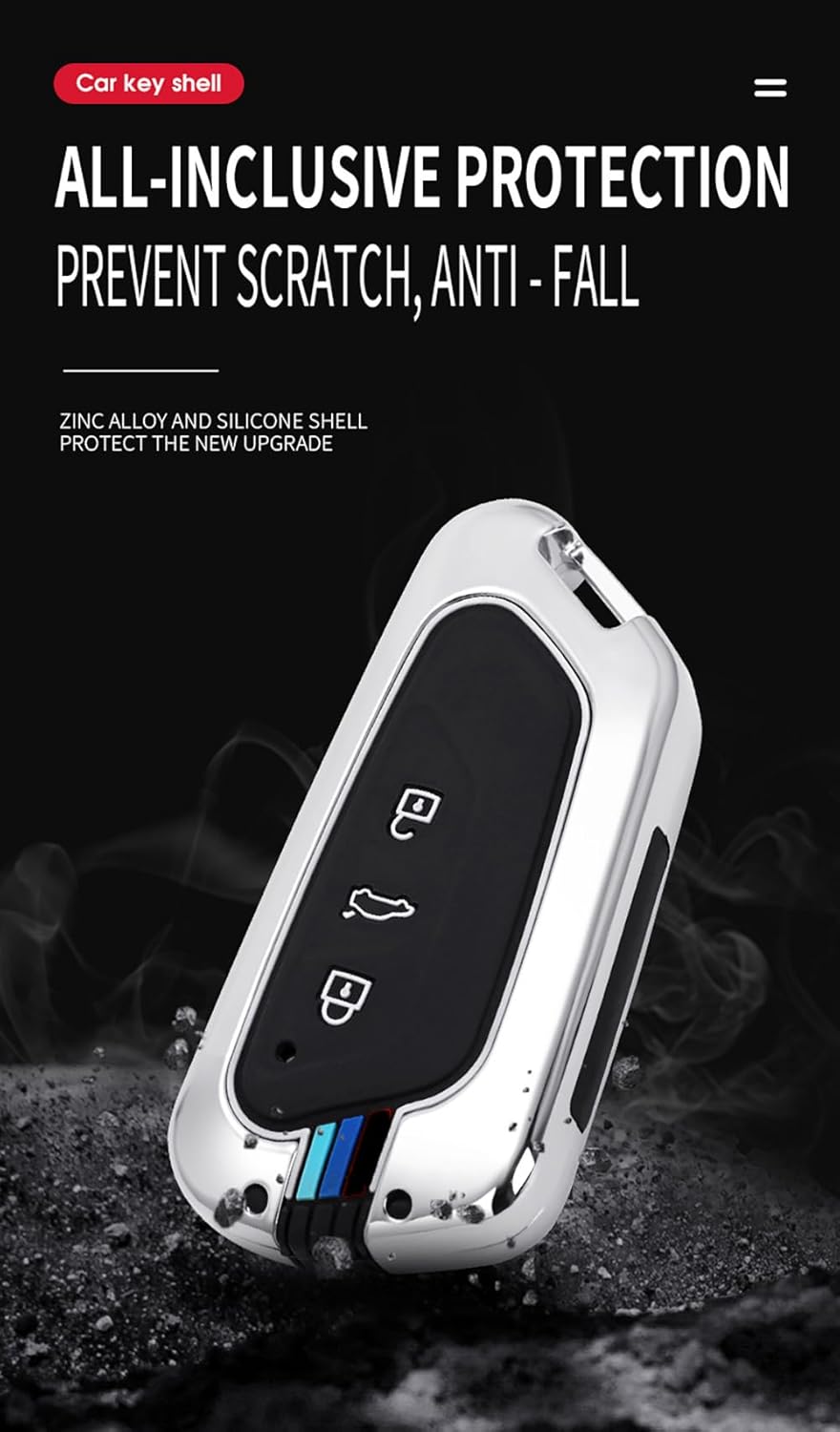 SANRILY Luminous Key Fob Cover for VW ID.4 2020 2021 Skoda Octavia Seat Leon MK4 Golf 8 Keyless Full Protection Key Case Shell with Long Keychain Black