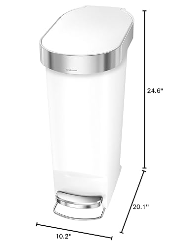 Miniatura 7 de simplehuman 40 Liter / 10.6 Gallon Slim Kitchen Step Trash Can with Liner Rim, 40L, White Negro,Gris,Blanco