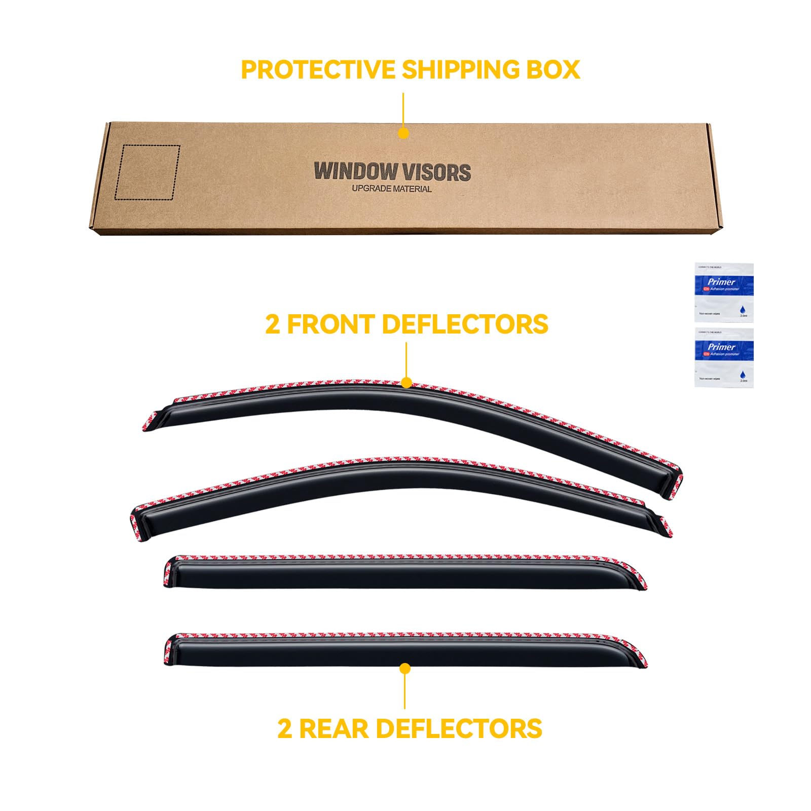 in-Channel Rain Guards for 2014-2018 Chevy Silverado/GMC Sierra 1500 Crew Cab ONLY, Window Visor Shields Vent Deflector Shade Wind Dark Smoke for 15-19 Silverado/Sierra 2500HD 3500HD, Tape on, 4PCS — view 8