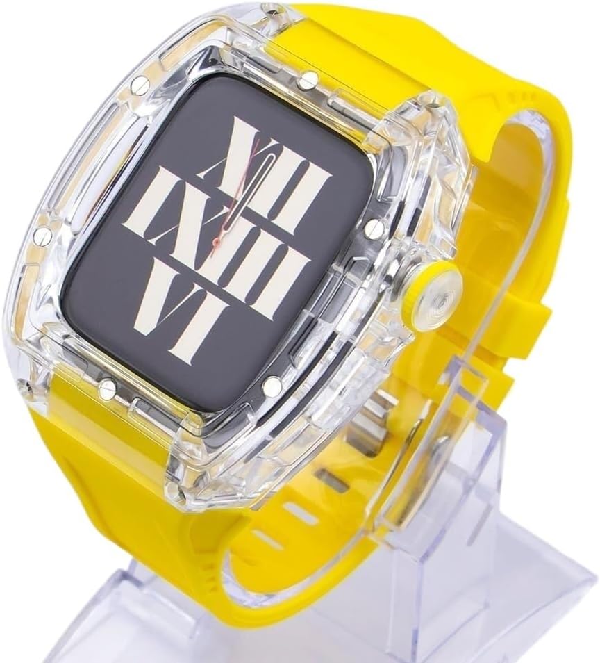 44mm 45mm Transparent Watch Case Sport Rubber Band，For Apple Watch Ultra 9 8 7 6 5 4 SE Series Replacement，Sport Straps Clear Watch Case Bezel Mod Kit Accessories