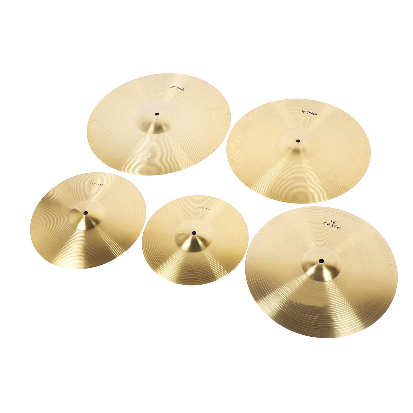 Piatti di Batteria Set di Piatti Classici in Ottone Piatti da 12 Pollici da 14 Pollici da 14 Pollici 18 Pollici da 18 Pollici con Pad e Pratica