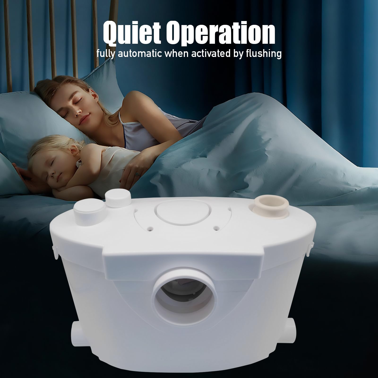 Trituratore WC Maceratore Pompa 400W, Pompe per Fognature Sanitarie 145L/min 4 ingressi, Pompa di sollevamento Doccia 8m linea di trasporto verticale per WC, Doccia, Lavandino