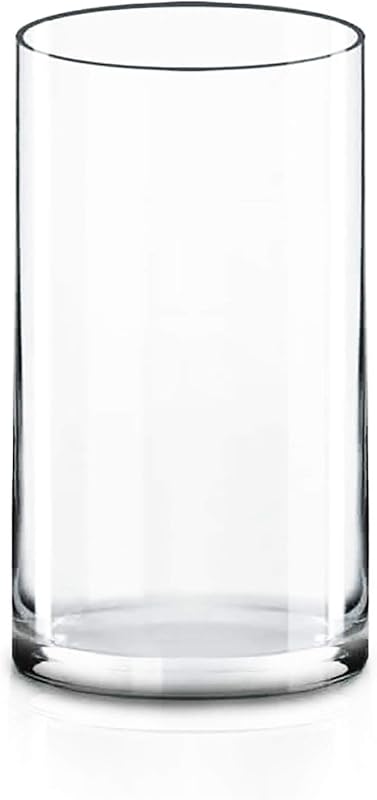 CYS Excel Glass Cylinder Vase (H:10" D:5") | Multiple Size Choices Glass Flower Vase Centerpieces | Hurricane Floating Candle Holder Vase