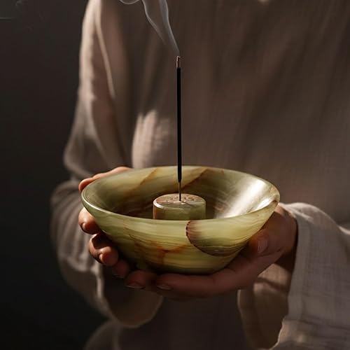 Miniatura 4 de Radicaln Soporte de incienso de mármol de 5.5 pulgadas, color verde, hecho a mano, soporte para palo santo, cenicero de mármoles e incienso ideal
