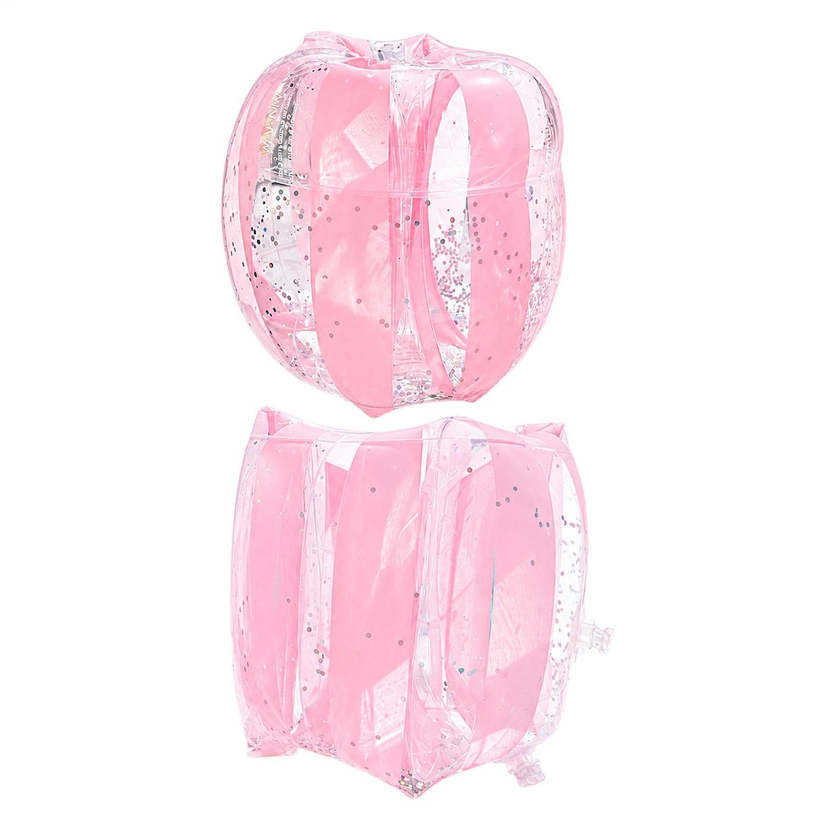 Glitter Stripe Swim Arm Bands | 17x18cm PVC Inflatable Float Sleeves, Sparkling Transparent Design, Fashionable Water Wings for Children Adults, Pool Beach Wear