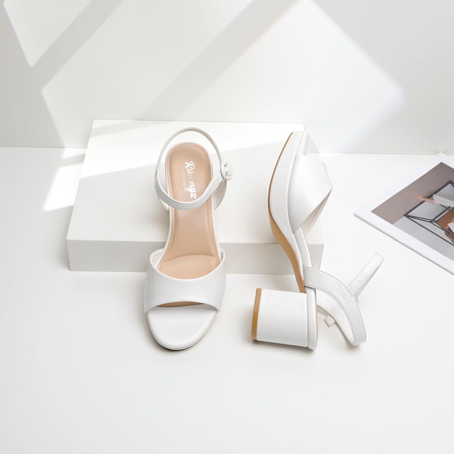 RIBONGZ Women's Platform Heels Chunky Block Heel Sandals Open Round Toe Strappy High Thick Heeled with Ankle Strap Comfortable Sexy Dressy Heels Work Wedding Party Office Casual Shoes - Image 9