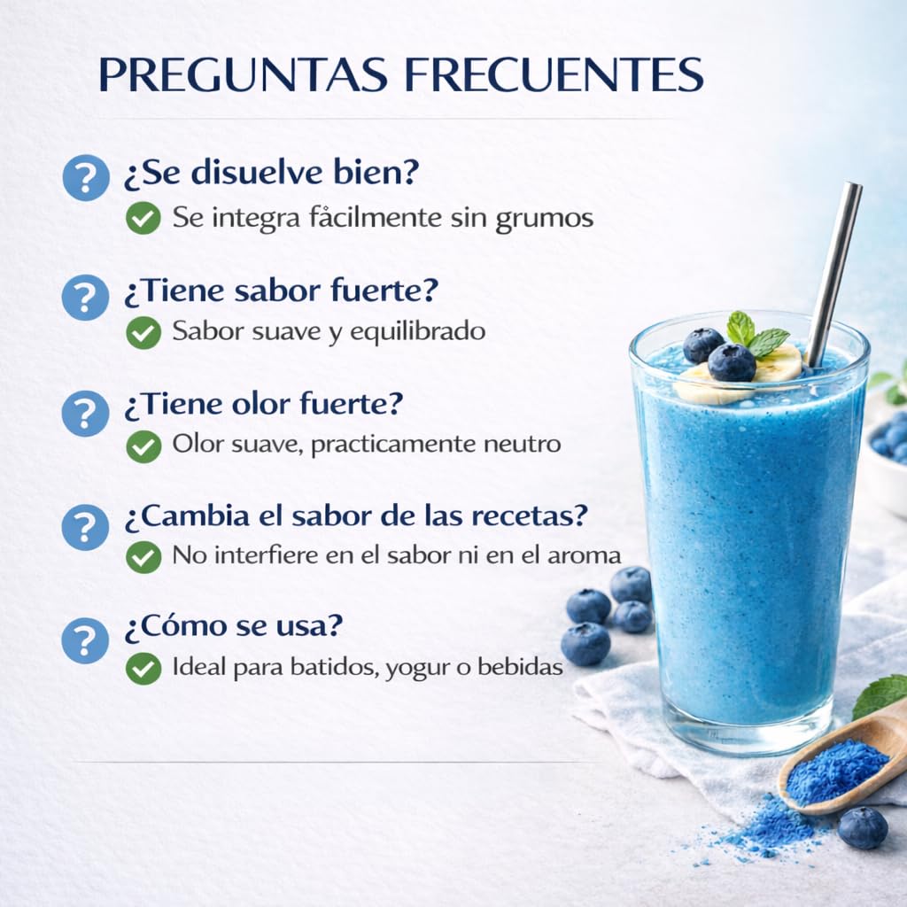 Espirulina Azul en Polvo 200g Ecológica Nadiprem (Ficocianina) | Blue Spirulina Orgánica | Colorante Alimentario Natural | Fácil Disolución para Batidos y Repostería