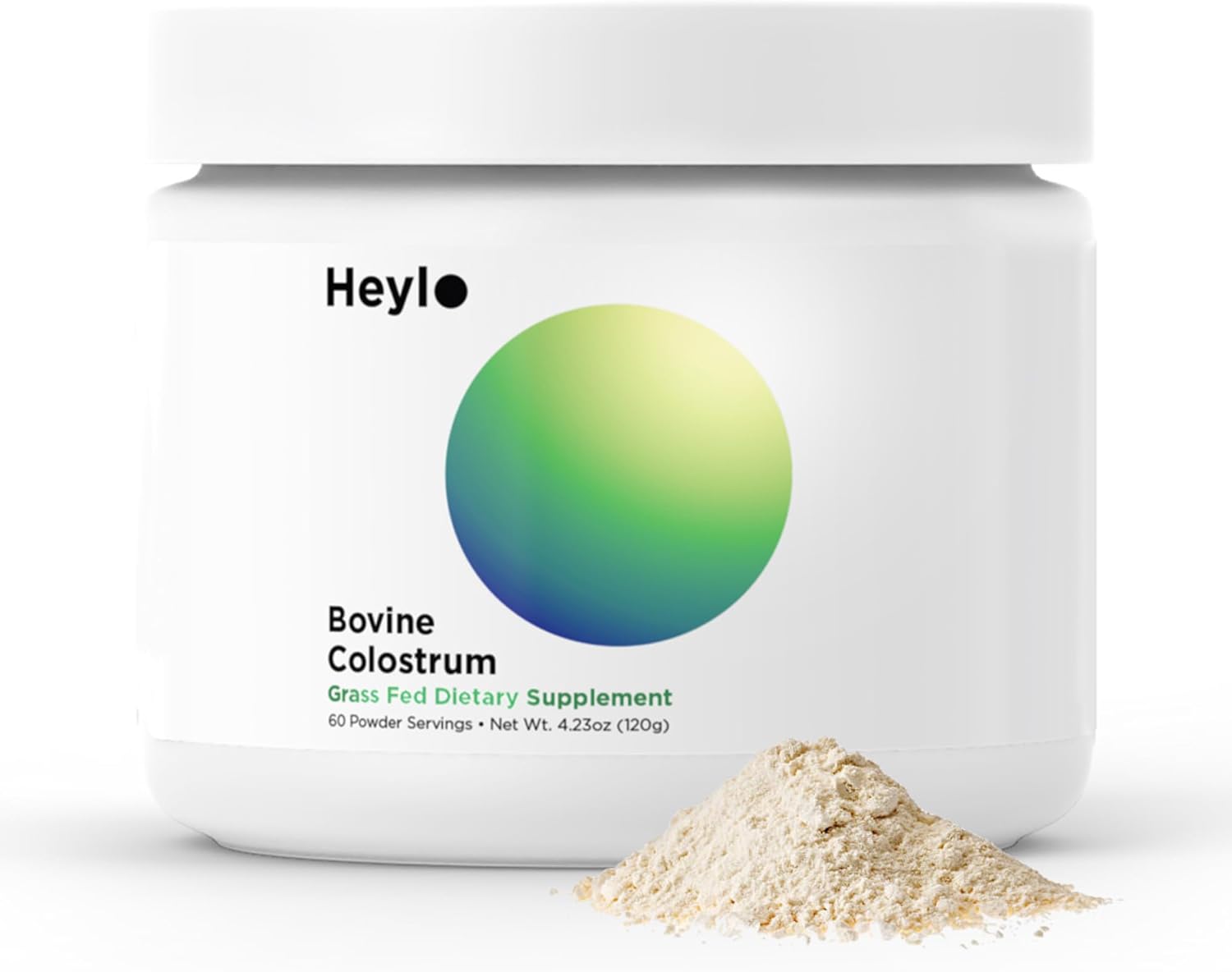 Heylo Premium Colostrum Powder – 100% Pure, Grass-Fed Bovine 40% IgG Supplement, Natural Gut Health Bloating Immunity Skin & Hair, Muscle Recovery, Rich in Immunoglobulins, 60 Servings