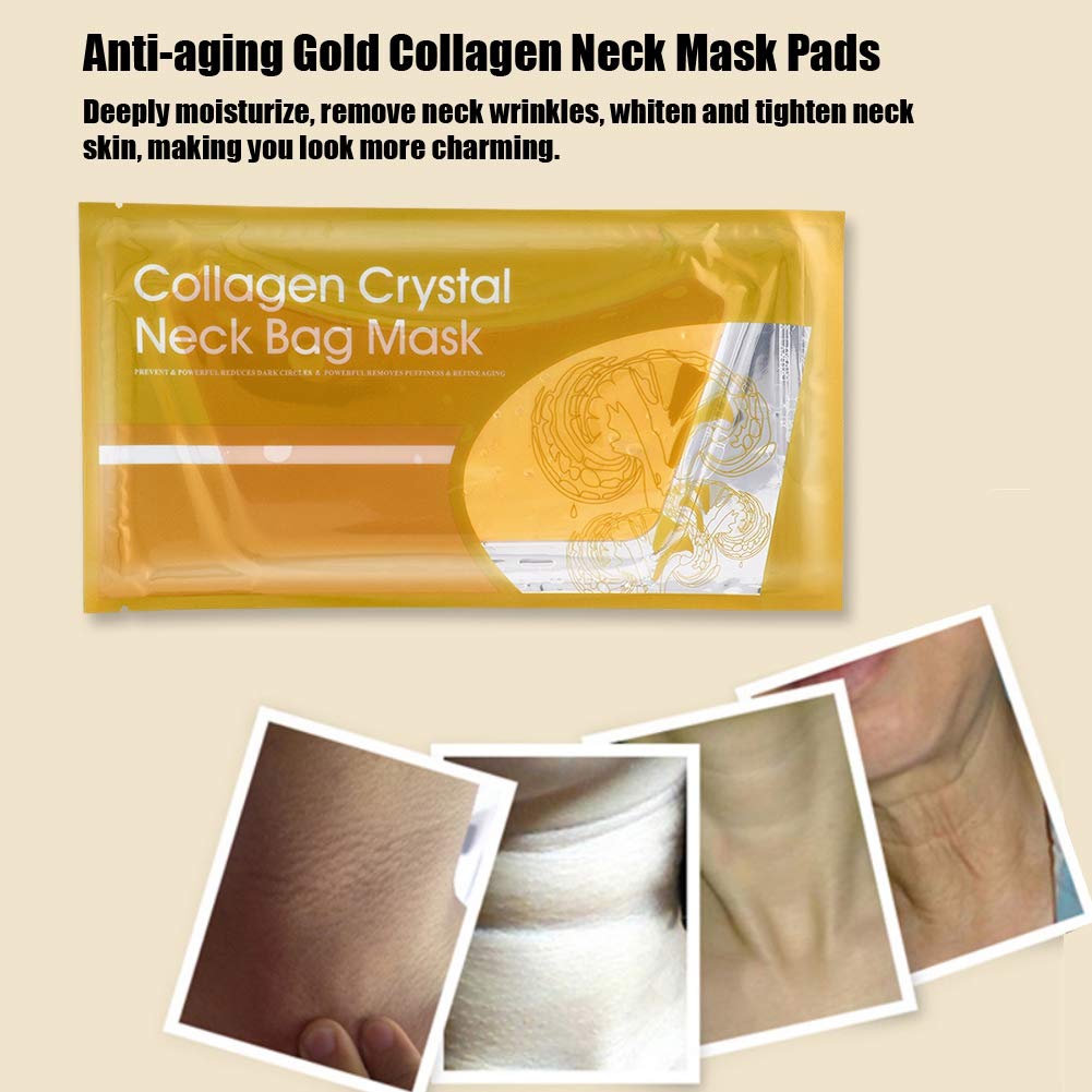 Maschera Collo Al Collagene, 5 Pezzi Maschera Rassodante Collo Al Collagene Anti-rughe Cuscinetti Al Collo Al Collagene Patch Patch per il Sollevamento delle Rughe Lisce Maschere Idratanti Cura(Oro)