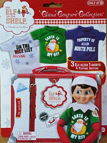 Elf on the Shelf Graphic Tee Multipack with 3 elf-sized t-shirts and keepsake tin suitcase Elf on the Shelf Graphic Tee Multipack with 3 elf-sized t-shirts and keepsake tin suitcase