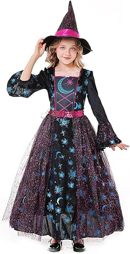 Miniatura 4 de Seasons Disfraz de bruja con luz de luna de lujo para niñas (S(4-6))
