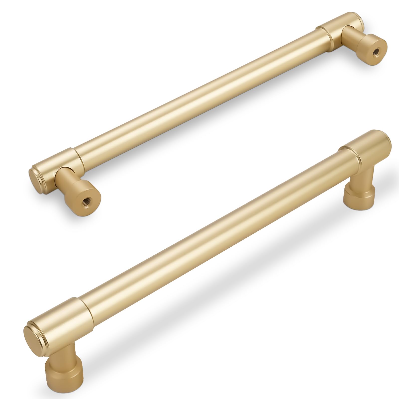 Amasideca 6 Pack Brushed Gold Cabinet Pulls 12.6 Inch(320mm) Hole Centers Kitchen Cabinet Handles Gold Drawer Pulls