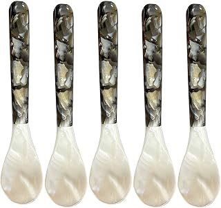 Cuchara de caviar con mango | 5 cucharas de nácar | Cuchara de caviar decorativa para caviar huevo helado
