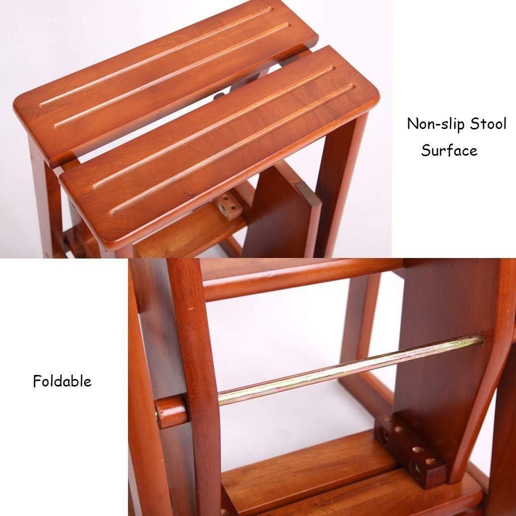 Folding Step Stool Portable Solid Wood Flower Shelf Multi-Functional Step Ladder Stool Staircase Chairs (Size : High 64cm)