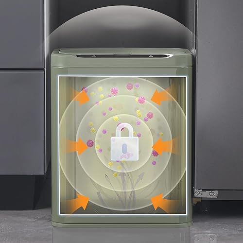 Miniatura 8 de ELPHECO Basurero de acero inoxidable para oficina, con sensor de movimiento, sin contacto, cubo de basura inteligente automático para cocina,