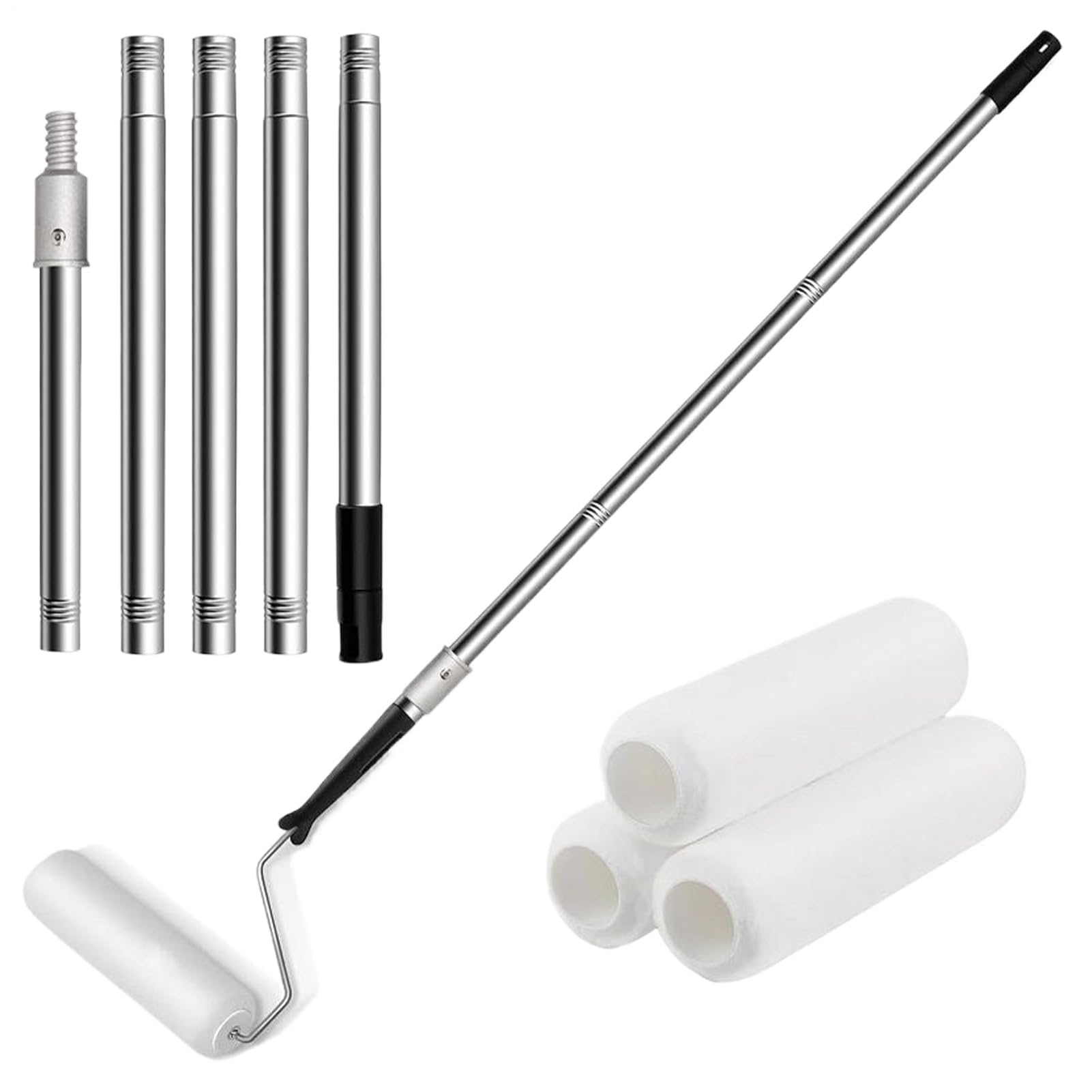 Kit rullo estensibile per pittura da parete, 23 cm, con coperture di ricambio, ideale per pittura a soffitto e parete, soluzione per pittura senza sforzo