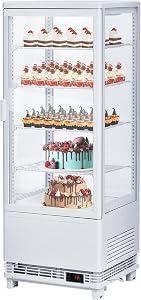 3.5 Cu.Ft Commercial Refrigerator, Countertop Display Refrigerator with Double-Layered Glass Door, LED Interior Lighting, Interior LED Lighting, Merchandiser Cooler for Cake, Pastry, Bakery