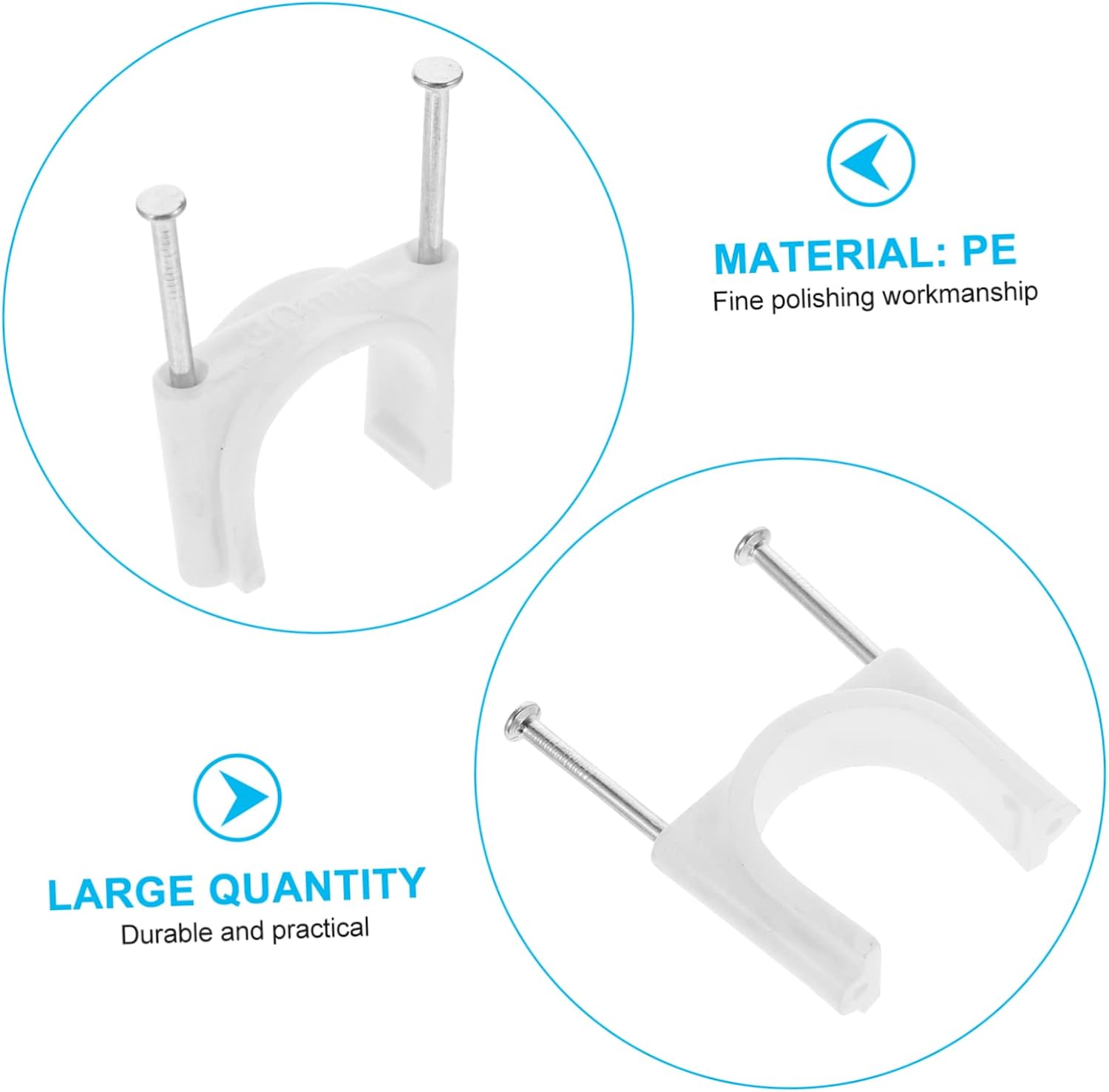 POPETPOP 30mm Steel Double Nail Cable Clips Practical Wall Wire Organizers Sturdy PVC Pipe Holders for Electrical Wires 25-Piece Set