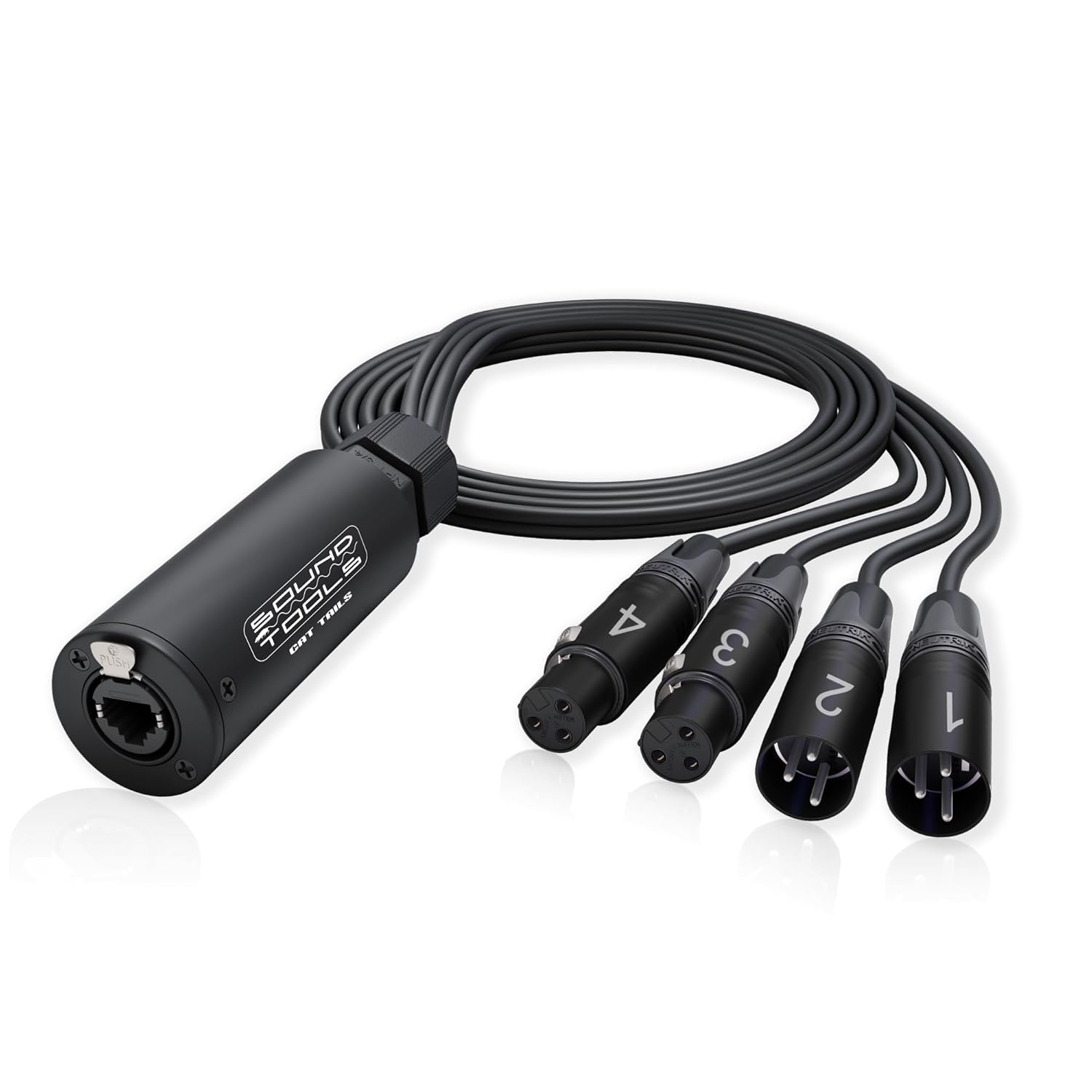Sound Tools CAT Tails Female – 4 Channel XLR to RJ45 Adapter – Analog Audio Over CAT5e/6/7 – Neutrik Connectors – Mogami AES3 Grade Cable – Durable Aluminum Housing for Stage, Studio & Live Sound