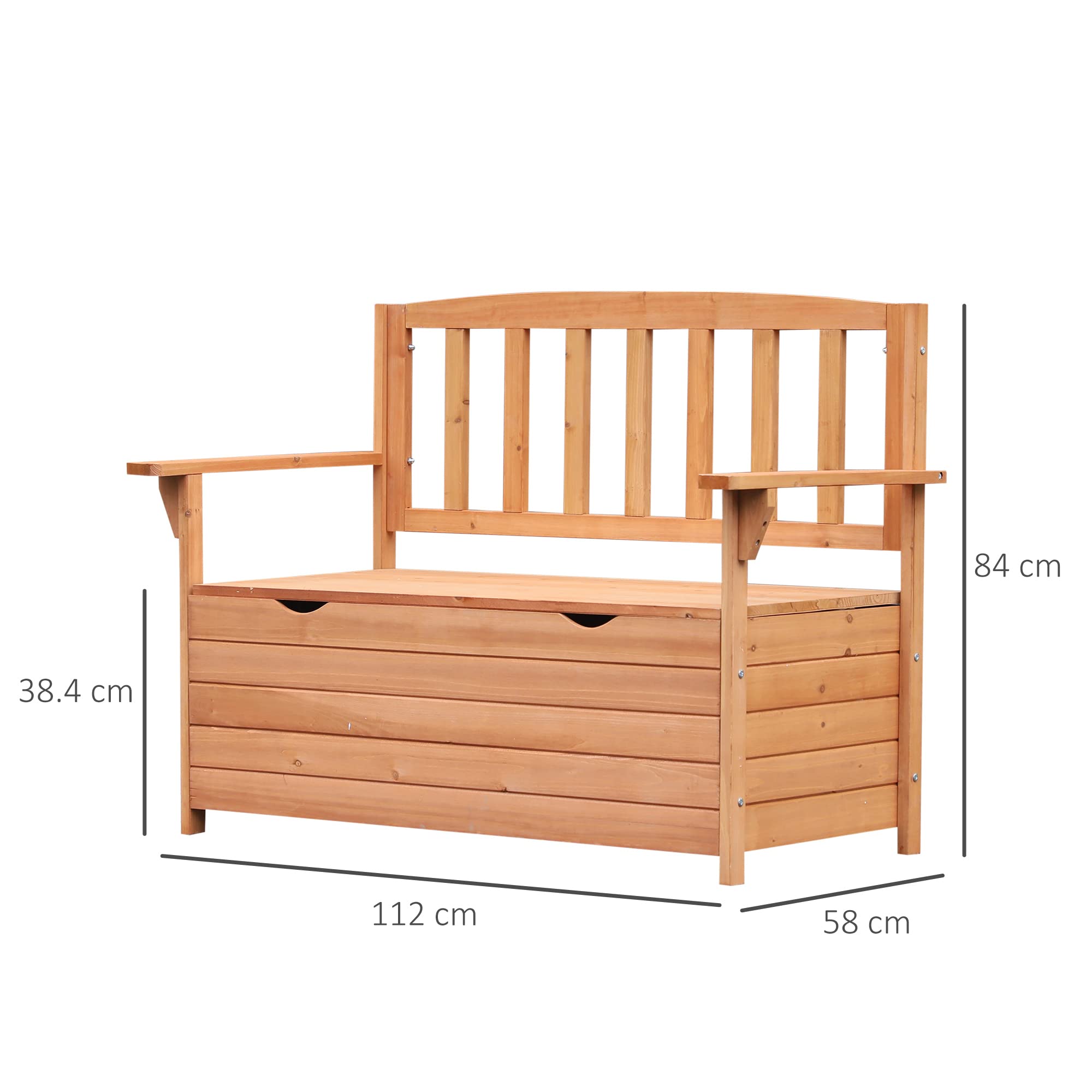 Outsunny Panchina da Giardino 2 Posti con Vano Contenitore Legno 112x58x84cm