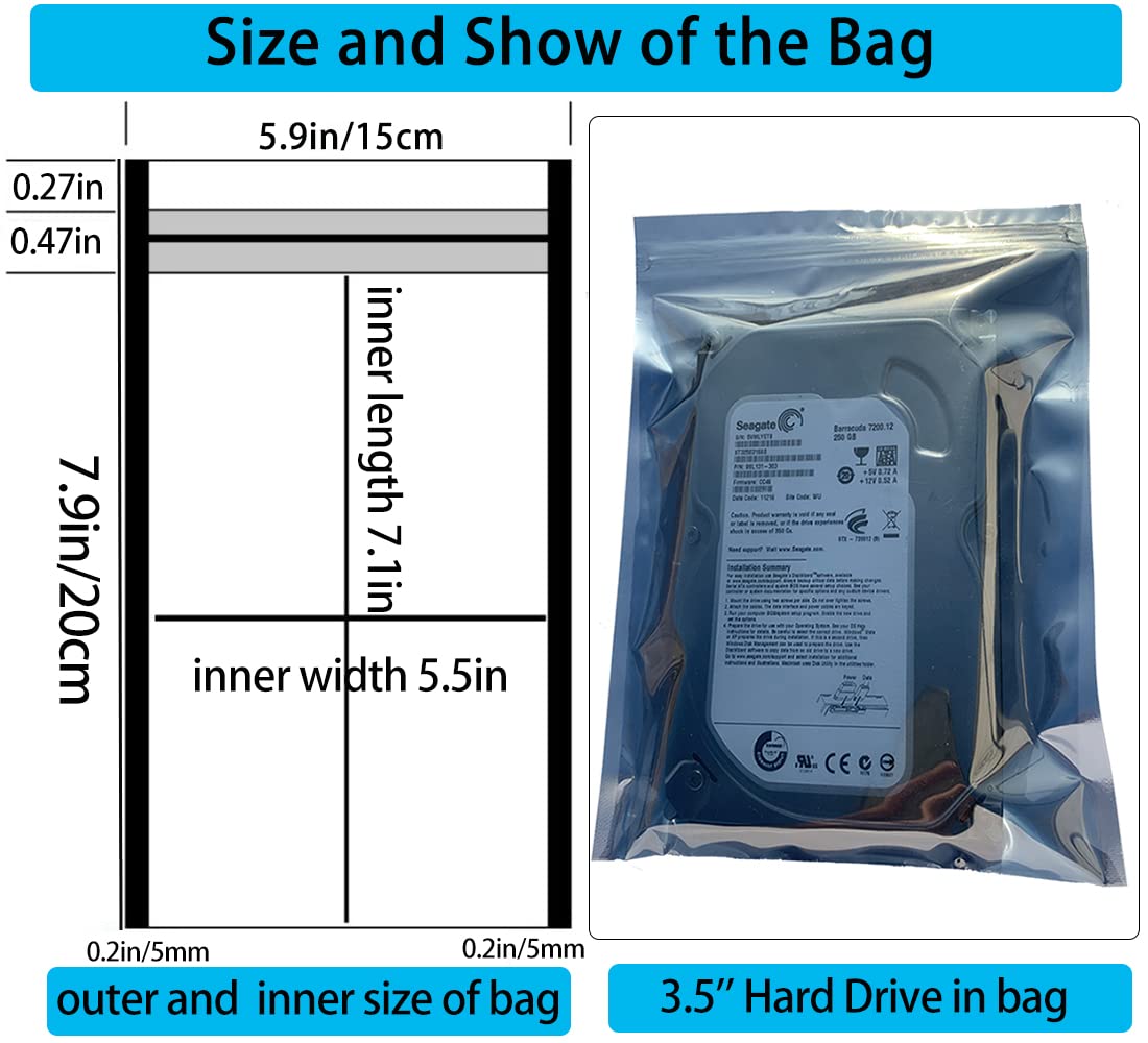 Antistatic Bags per Dischi SSD e dispositivi elettronici - Contenitori anti-static premium per 100 pezzi - Dettaglio