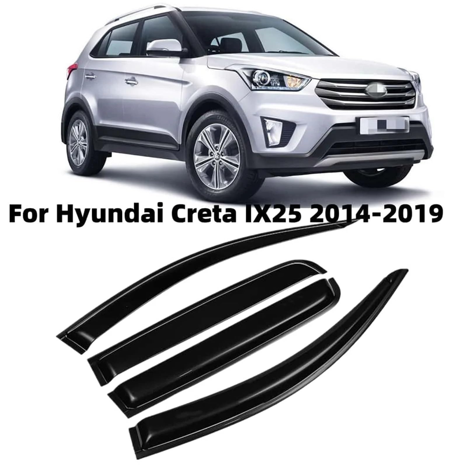 Car Wind Deflector Pasuje do samochodów Hyundai Creta IX25 2014-2019. Osłona przeciwdeszczowa,osłona przeciwwietrzna, listwa wykończeniowa szyby