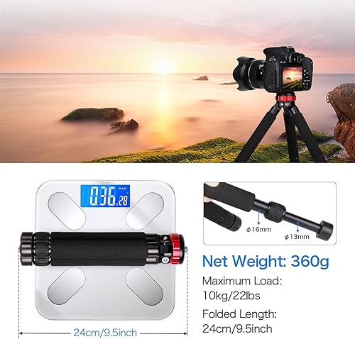 Miniatura 19 de Koolehaoda Mini trípode portátil de escritorio trípode de mesa CNC aleación de aluminio con montaje de tornillo de 1/4 y 3/8 para cámaras