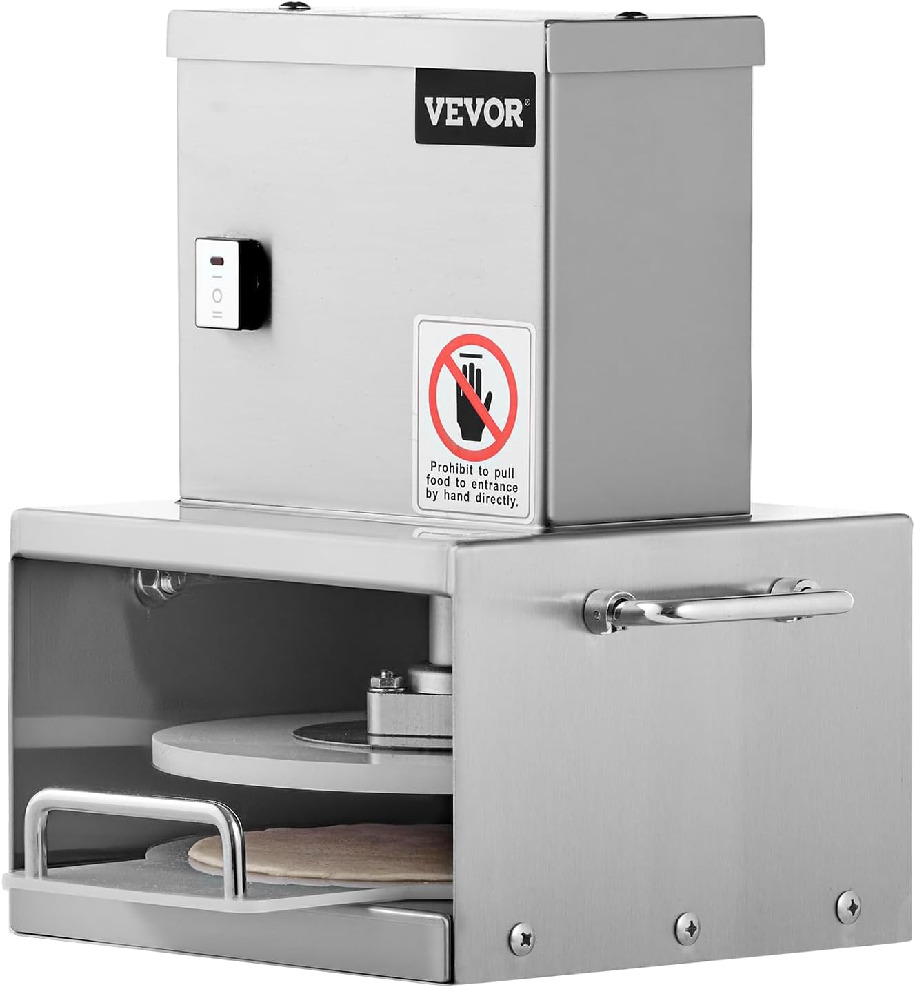 VEVOR Electric Pizza Dough Press Machine, 6 Inch Pizza Pastry Press Plate, Stainless Steel Bread Presser, Commercial Forming Machine with Adjustable Thickness and 100 Sheets of Parchment Paper