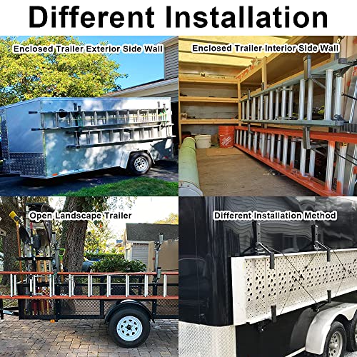 Lonwin Adjustable Trailer Ladder Rack Fit For Enclosed Trailer Exterior Side Wall - Carry 2 Ladders #TOP1