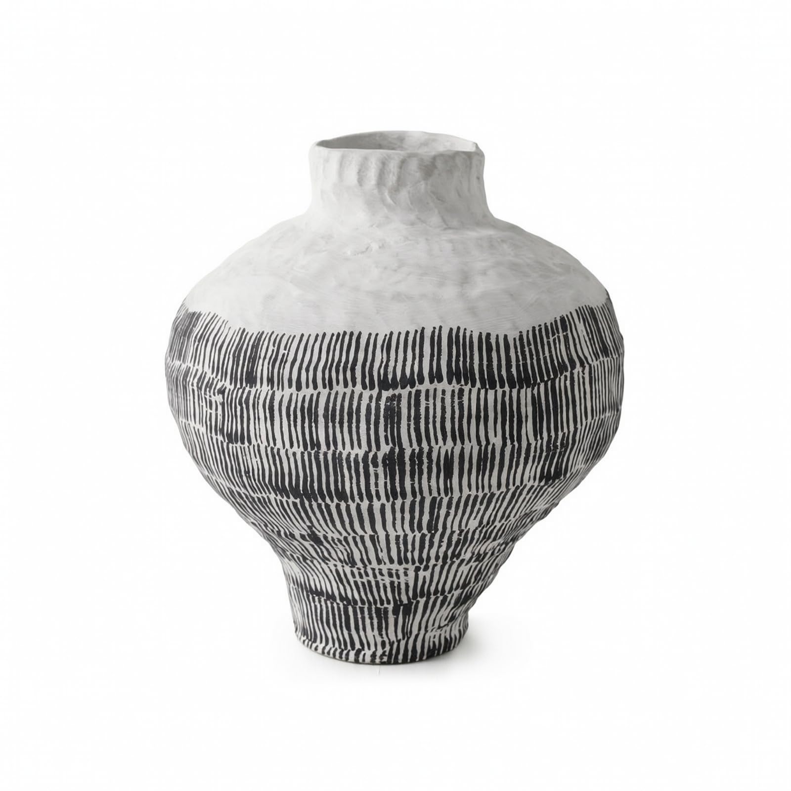 Jarrón Cerámico Jarrón Decorativo Florero Macetero Florero de Suelo con Cuerpo Alto y Cuello Estrecho Acabado Artesanal, 30 29.5 H33.5cm, C款 Line High Style