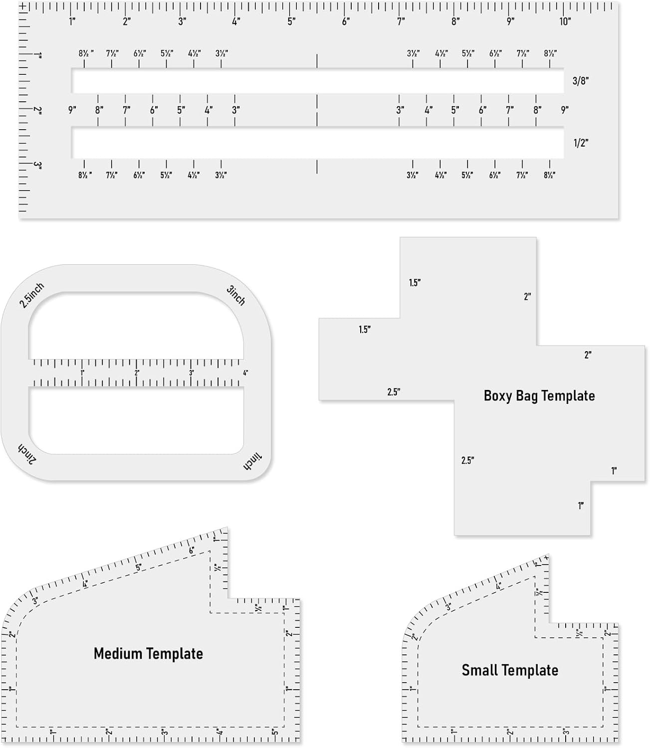 5Pcs Boxy Bag Making Templates for DIY Sewing Enthusiast