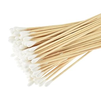 Cotton Tip Pack of 4/Total 400 pcs Swabs Long, Cotton Swabs with Wooden Handles, Cleaning Single-Tipped Cosmetic Tool Makeup Removal Wound Care Cotton Buds