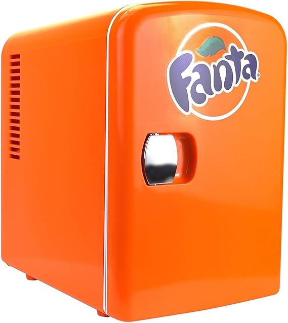 Fanta Mini Fridge For Bedrooms 4L Small Fridge 6 Can Table Top Fridge
