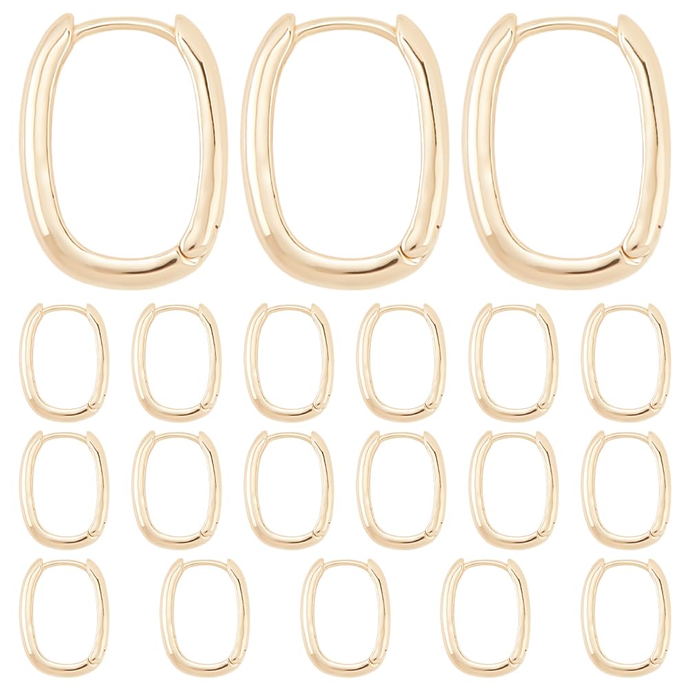 Boucles d'oreilles créoles ovales en laiton plaqué or 18k et anneaux de cartilage