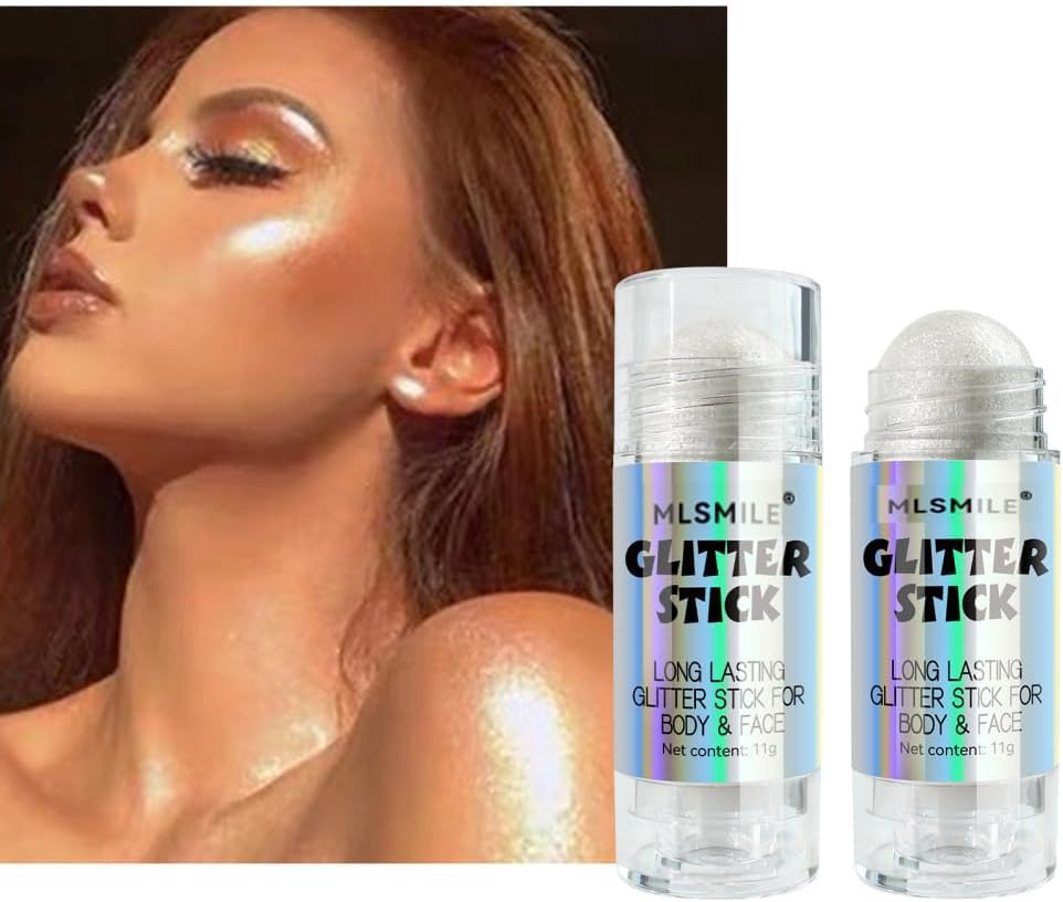 KASTWAVEHighlighter Stick, Multi-Use Face Highlighter Stick, Shimmer Glow Make Up For Face/Body/Hair/Eye (White)