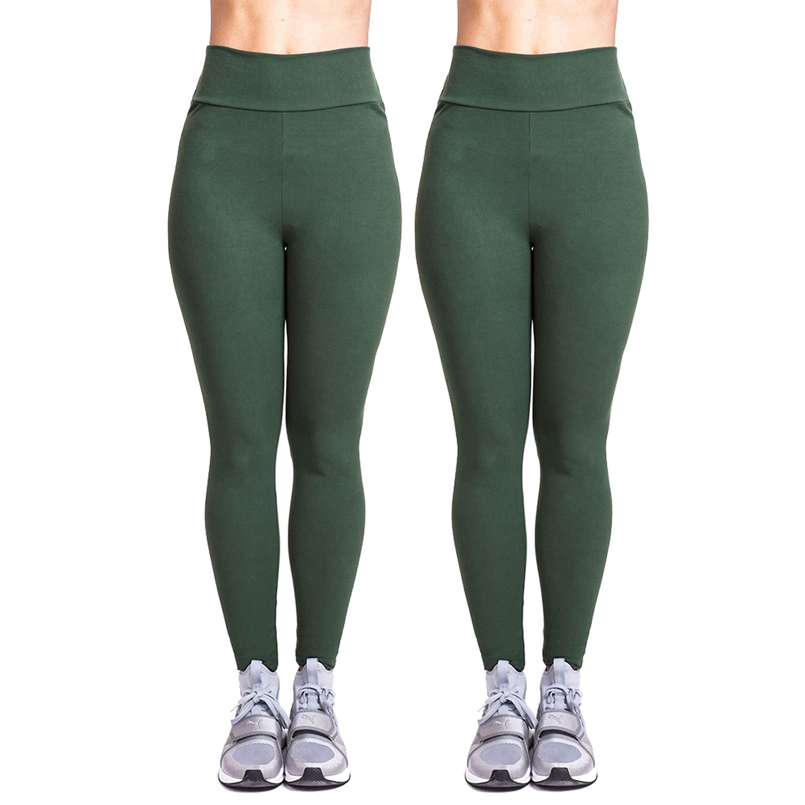 Lot de 2 Leggings Femme Taille Haute contrôle du Ventre Stretch Sports Workout Gym Running Pantalon de Yoga