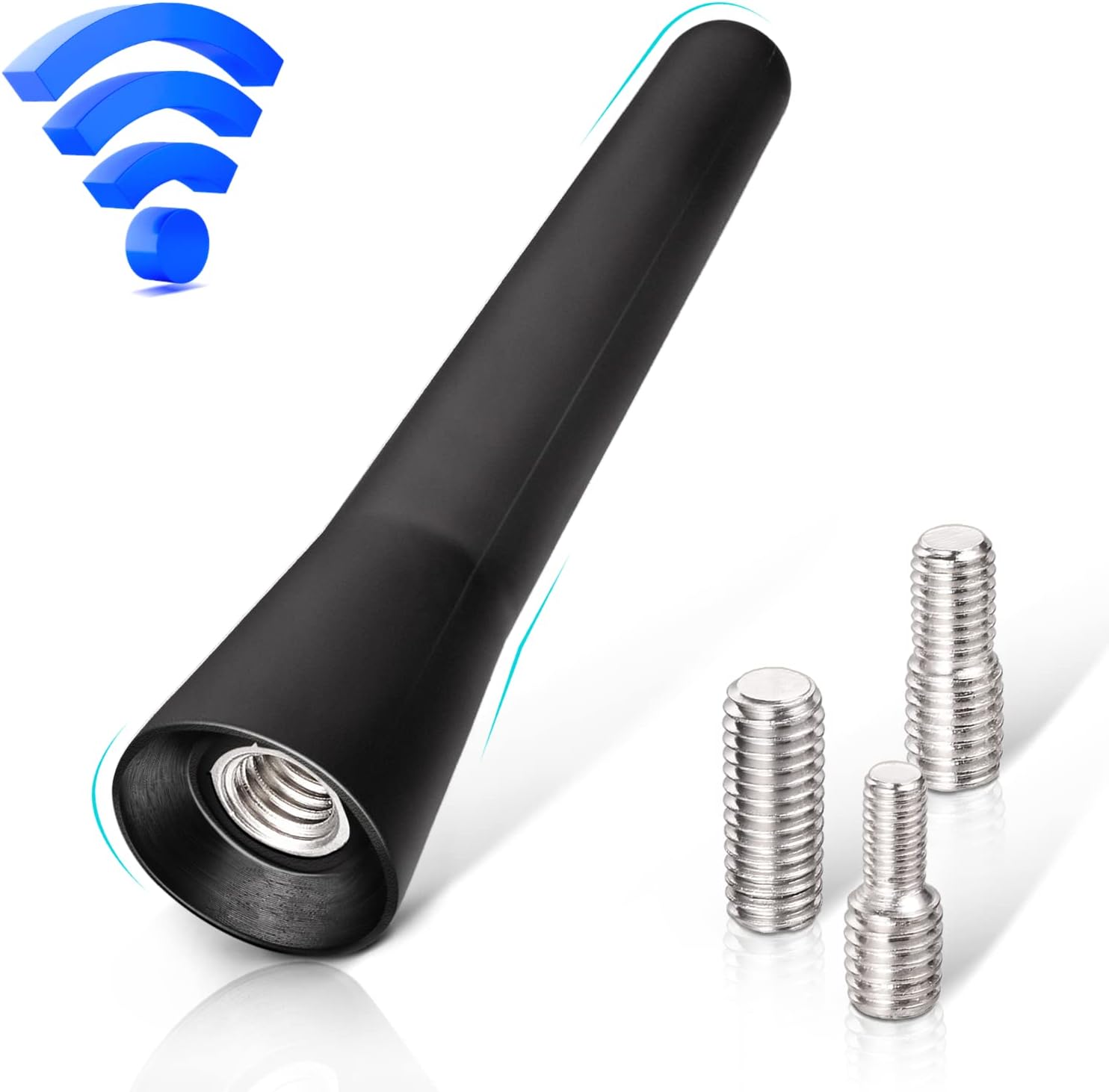 Eightwood 6.5cm Mini Car Radio Aerial Antenna, Small Short AM/FM Aerial Accessories, Universal Replacement Roof Car Aerial Mast, Screws M4 M5 M6