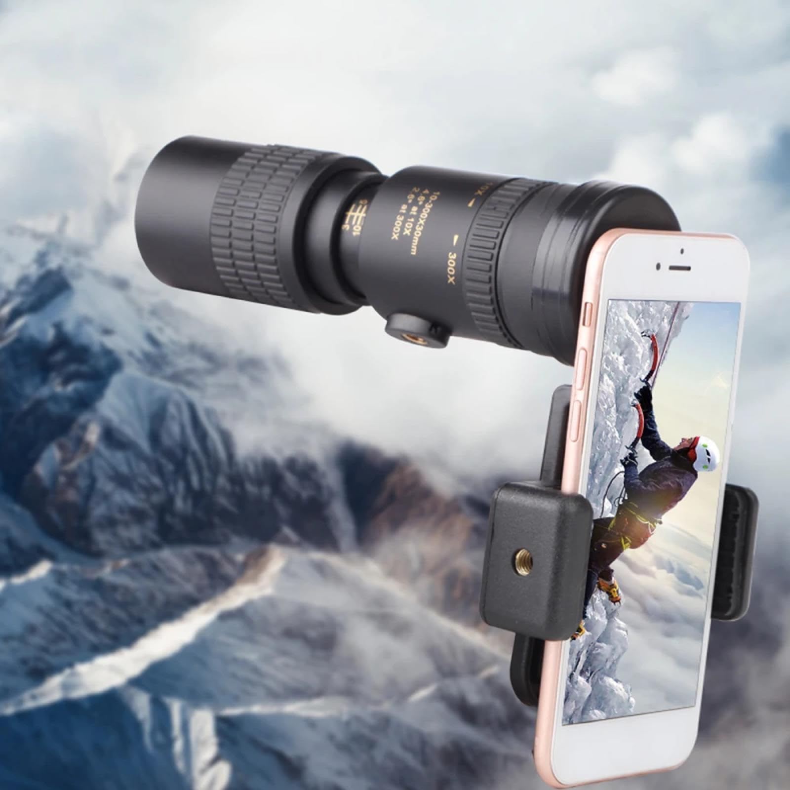 Monokulare Teleskope 10-300x40mm Bak4 Prismenspektiv mit Smartphone-Halterung und Stativ für Erwachsene Vogelbeobachtung Camping Wandern