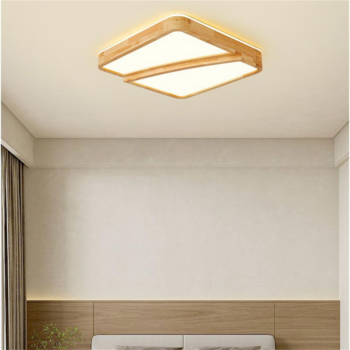 Lámpara De Techo De Madera Maciza Estilo Japonés Para Dormitorio