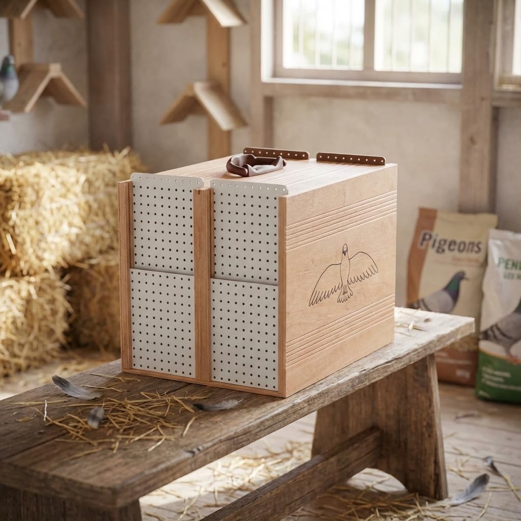 Suinga Transportin Madera Palomas 8 Departamentos 30x40x32 cm - Caja de Transporte para Palomas Palomos Aves Pajaros