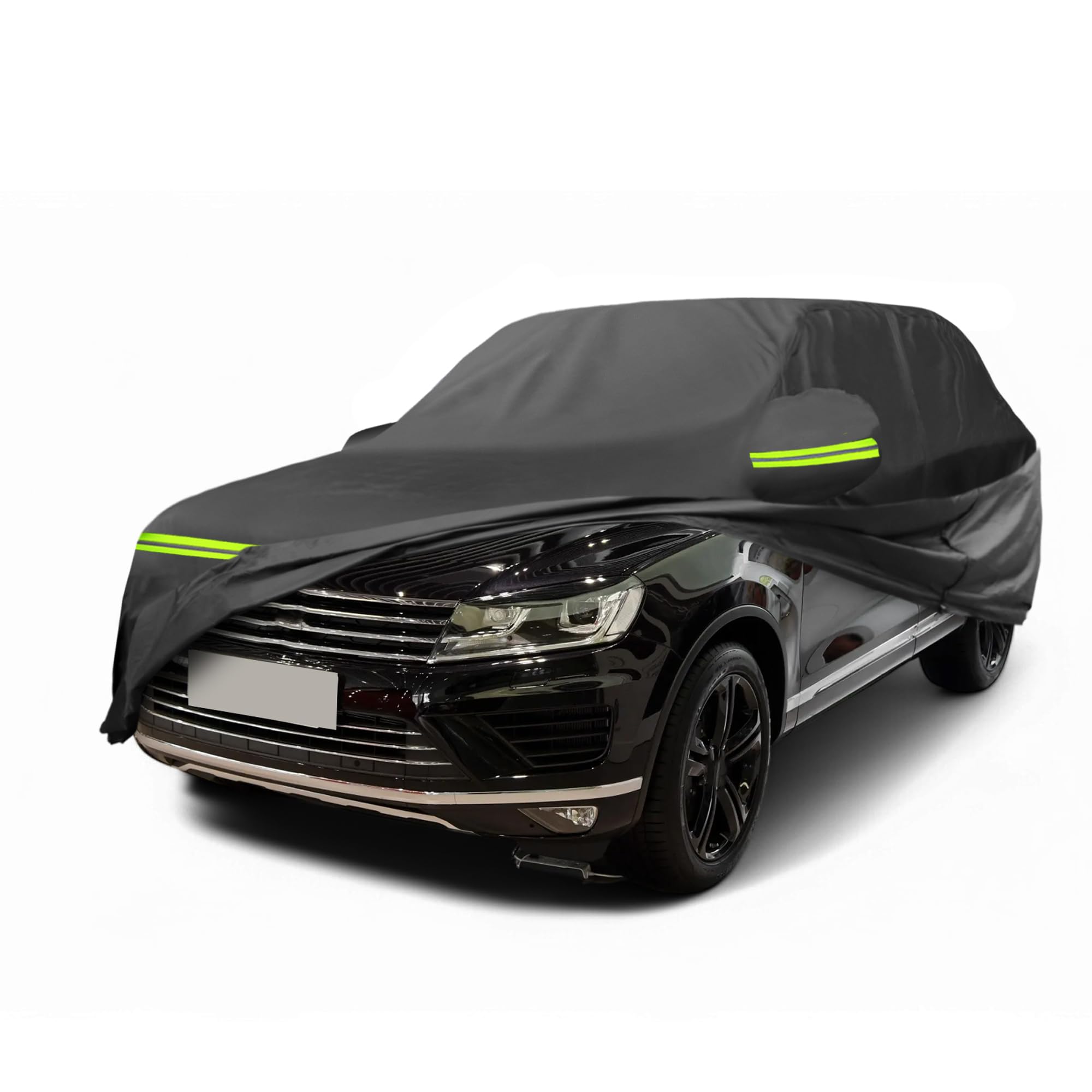 A ABSOPRO Housse Voiture pour Volkswagen Touareg 02-18 1pc Imperméable | 210D-Pu, Noir, Extérieure, Toutes Saisons, Imperméable, Protection Soleil Pluie Neige, Fermeture Éclair Porte Conducteur