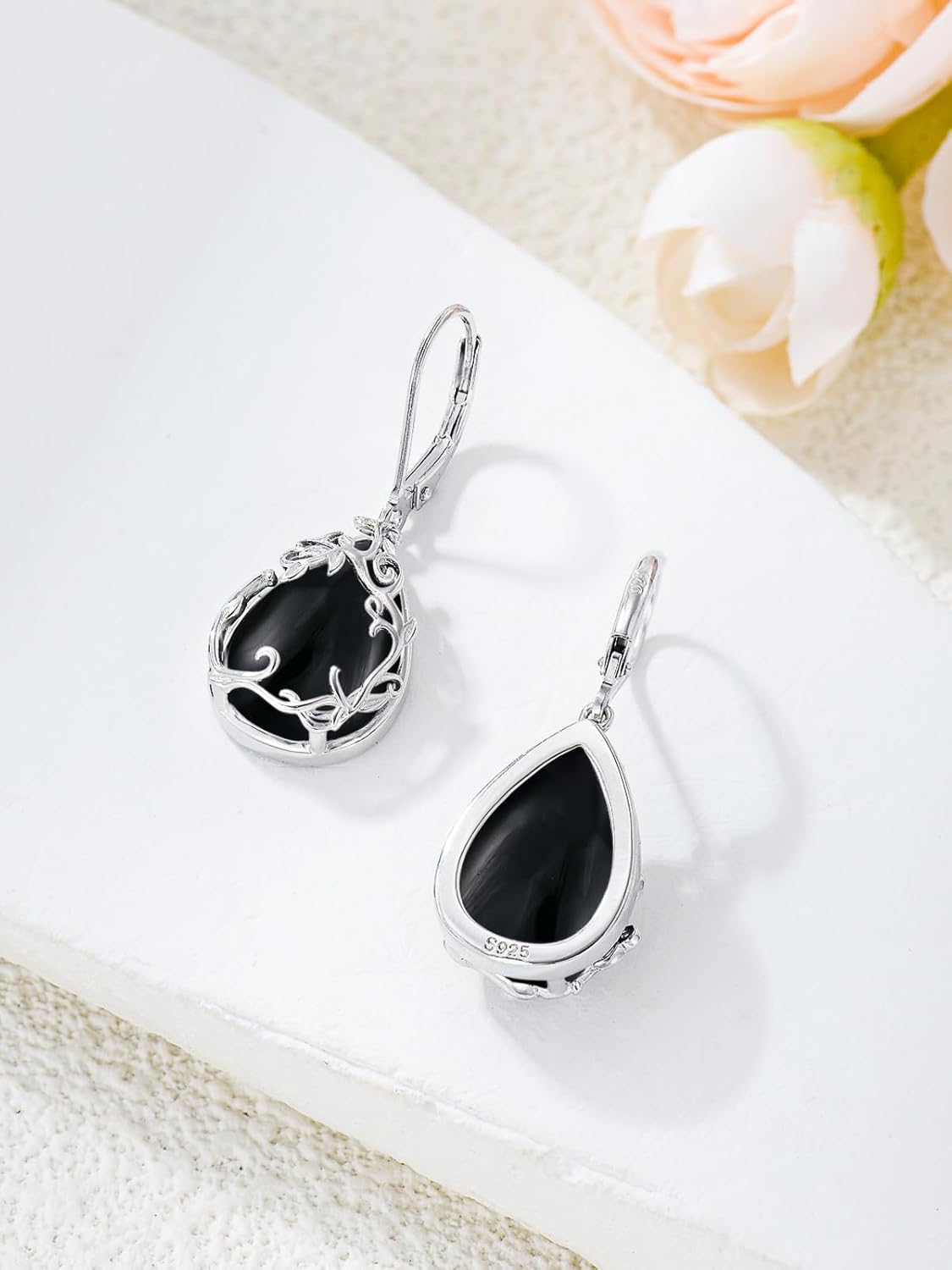 Celtic Filigree Earrings 925 Sterling Silver Teardrop Gemstone Dangle Earrings Fine Jewelry Gifts for Women - Image 5