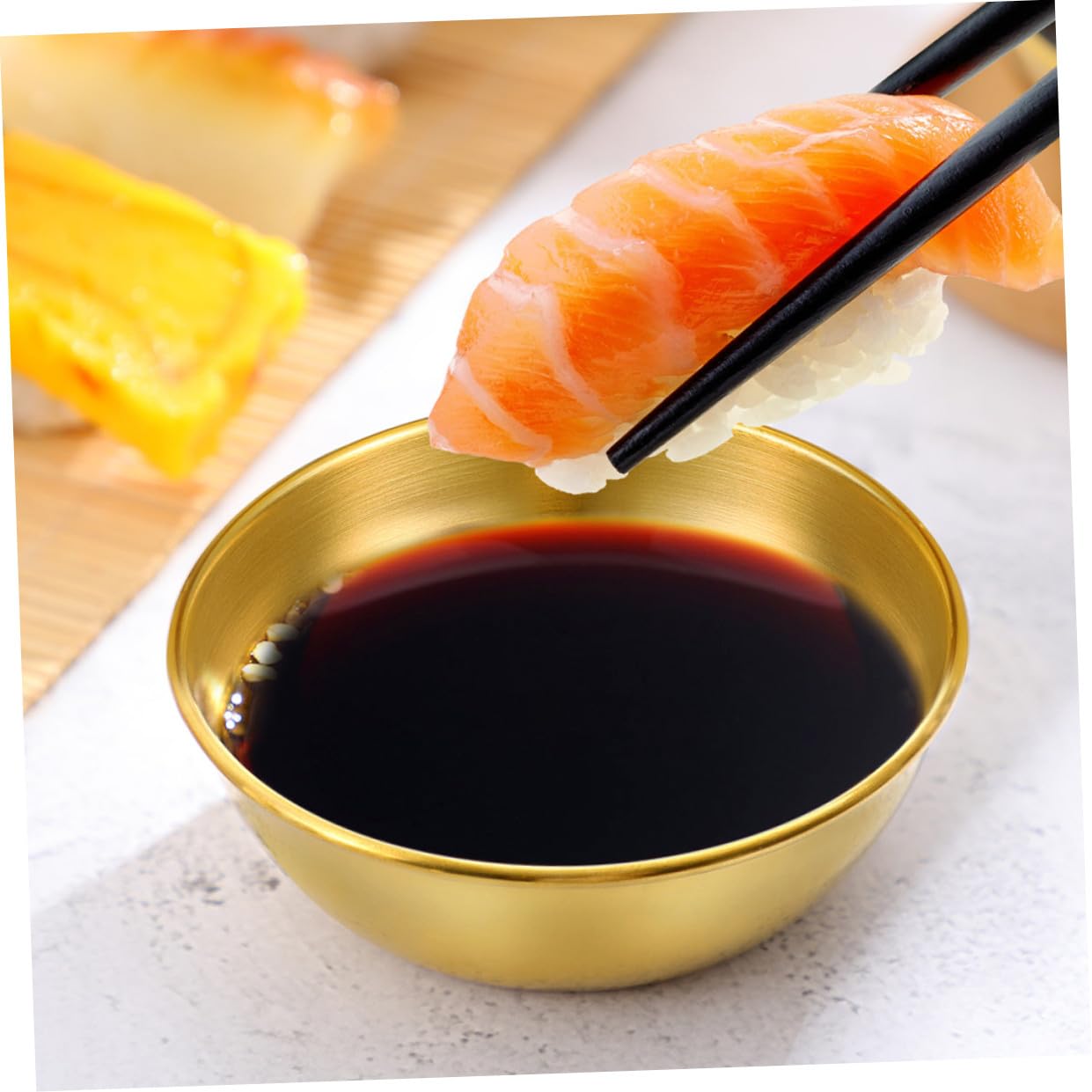 Homoyoyo Set de 8 Platos y Cuencos para Salsa de Acero Inoxidable Dorado Diseño Simple y Funcional para Restaurantes y Familias