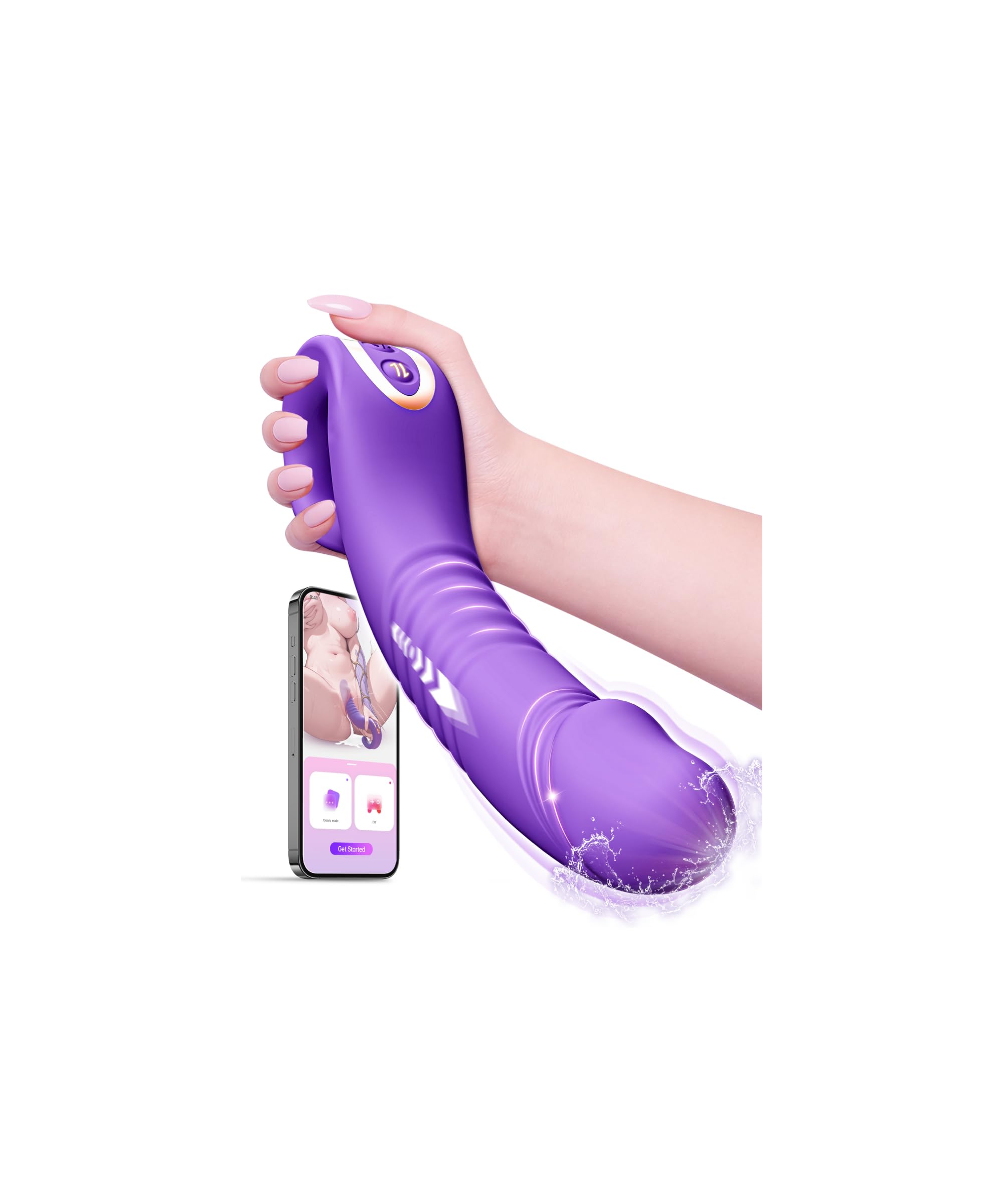 Curved Thrusting Vibrator Dildo Sex Toys, 7.8 Inch Advanced G Spot Vibrators with 7 Thrusting & 7 Vibrating, Realistic Vibrator Adult Toys for Clitoral Nipple Anal Stimulator, Female Couples Sex Toy