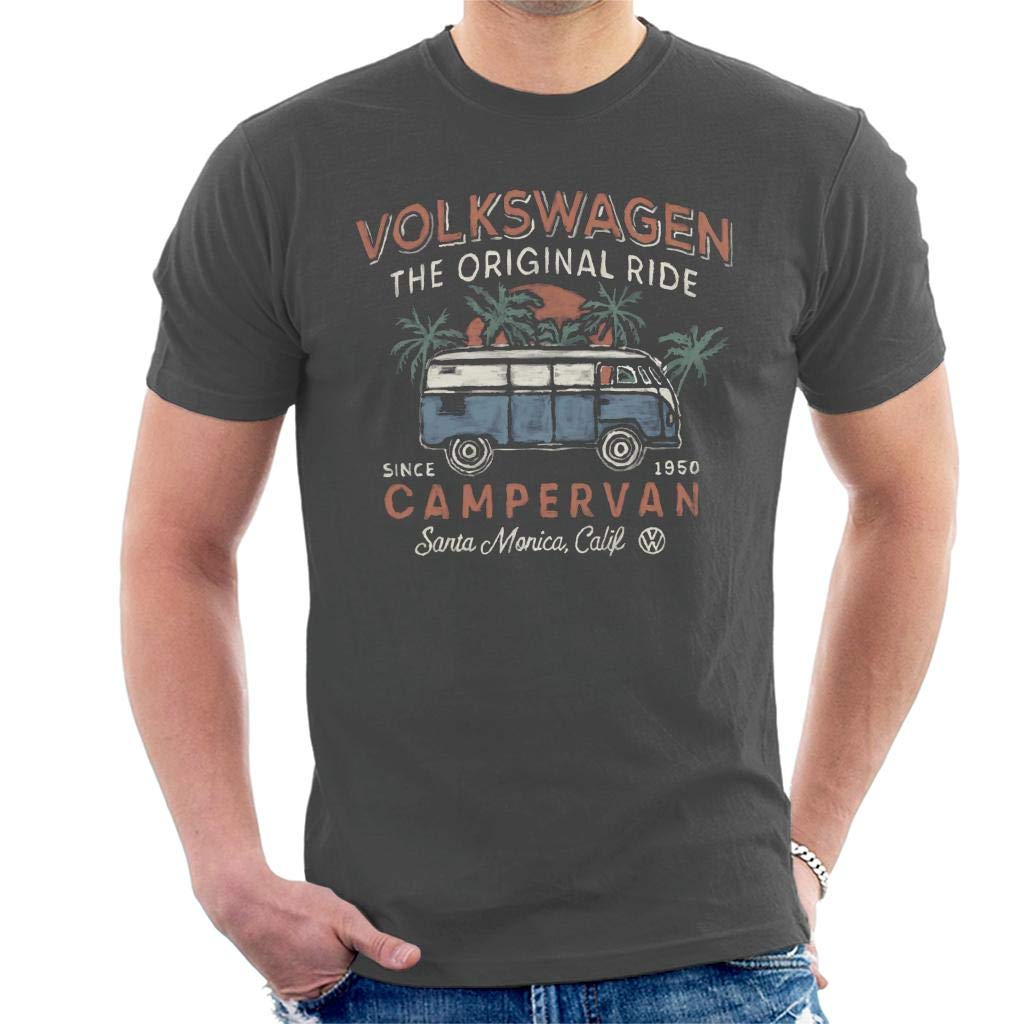 Volkswagen Men's Charcoal The Original Ride Campervan T-Shirt Xxl