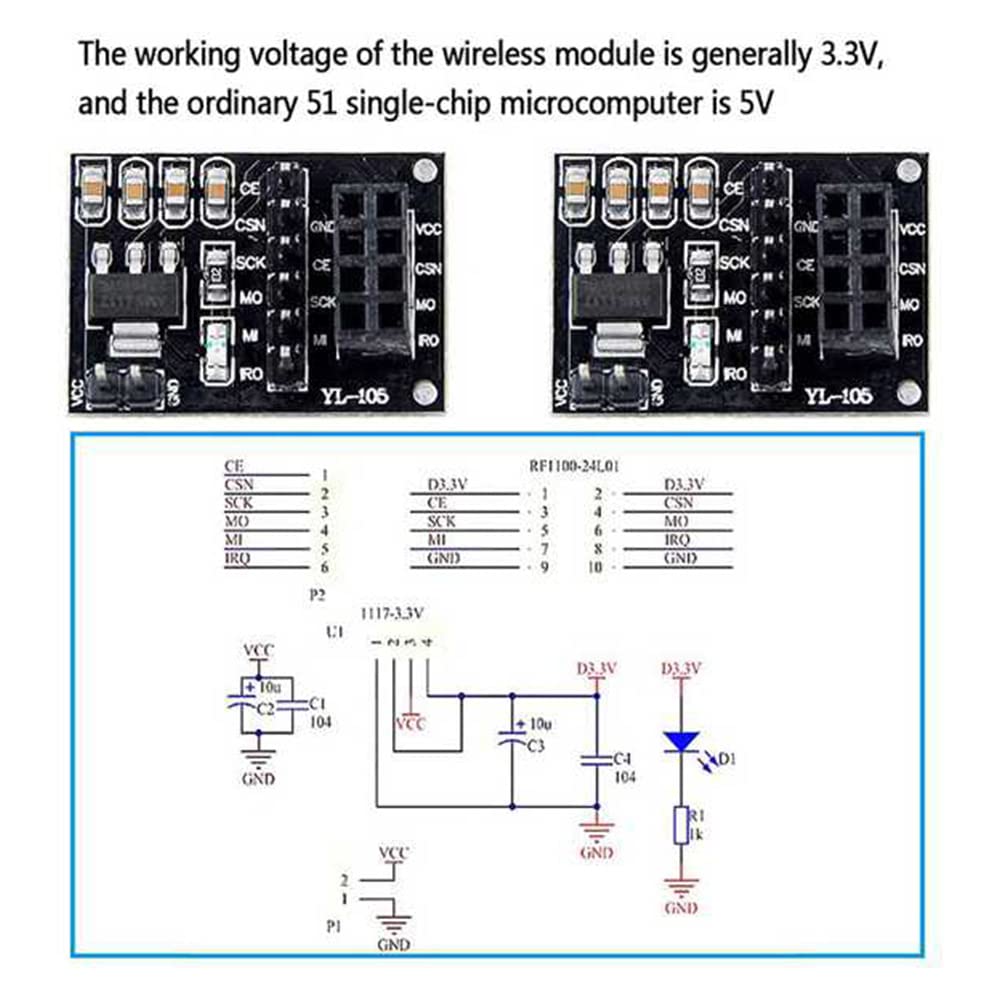 NRF24L01 + PA + LNA Module sans Antenne 1100 Mètres Longue Distance 3.3 V