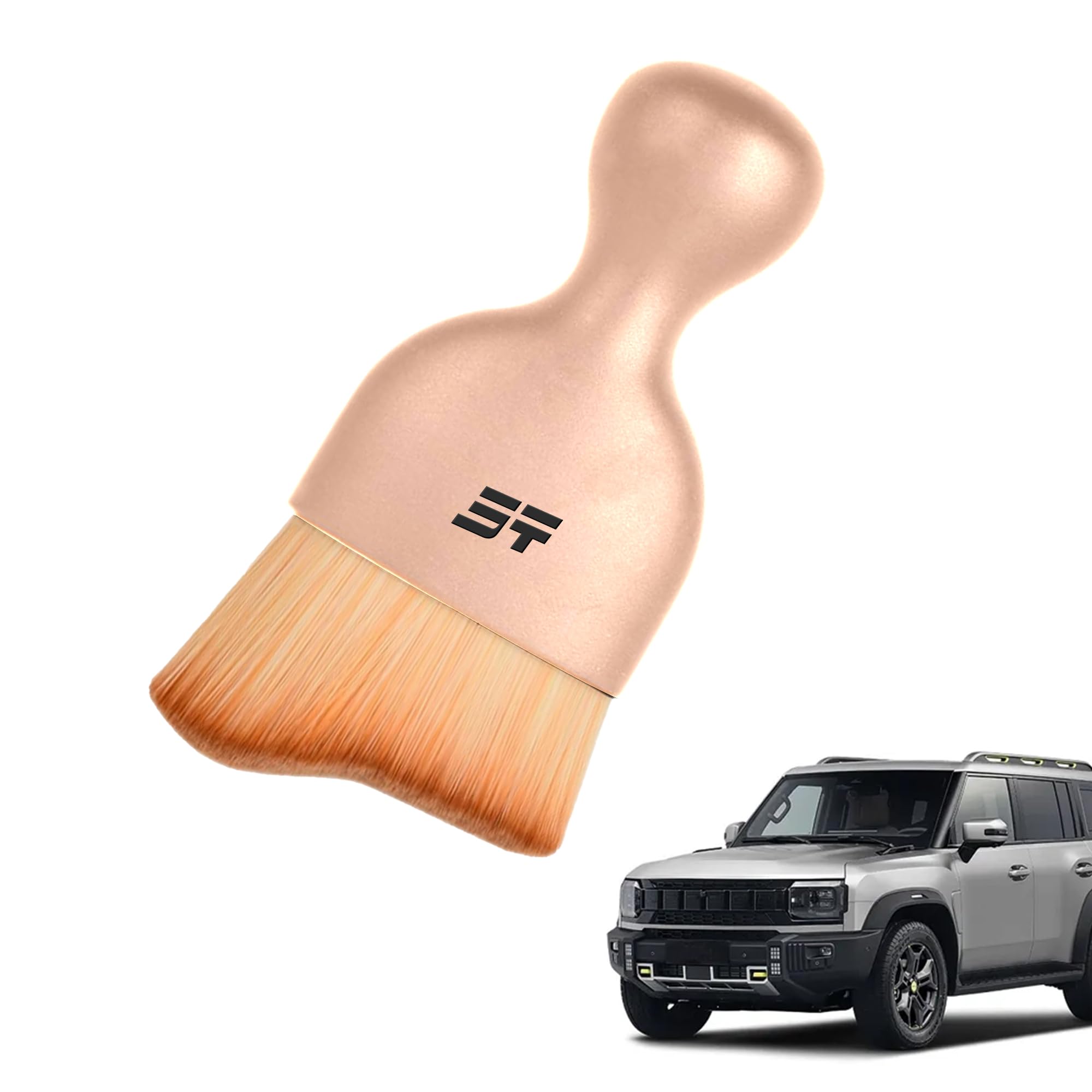 Jetour Interior Car Cleaning Brush | Professional Dust and Dirt Removal Tool | Vehicle Detailing Accessory (Matte Gold)