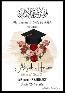 Personalised Islamic Graduation Wall Hang, Islamic Graduation Gift, Muslim Graduation Gift, Islamic Gifts, Islamic Frames, Graduation Print (Small - 10.16 x 15.24 centimetres / 4x6 inches)