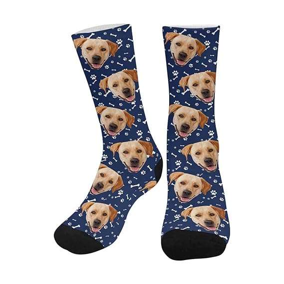 Custom Face Socks, Personalized Dog Lover Pet Photo Picture on Socks Green, Unisex Athletic Crew Socks for Men Women